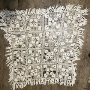 Elegant Cream Crochet Throw Blanket